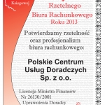 PCUD uzyskało w 2013r Certyfikat Rzetelnego Biura Rachunkowego