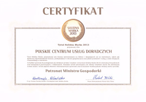 PCUD Doradztwo Podatkowe uzyskało certyfikat Solidna Marka 2013